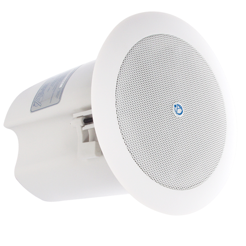 ATLASIED 4" In-Ceiling Speaker 16W 70/100v Transformer Ported Enclosure White Pair
