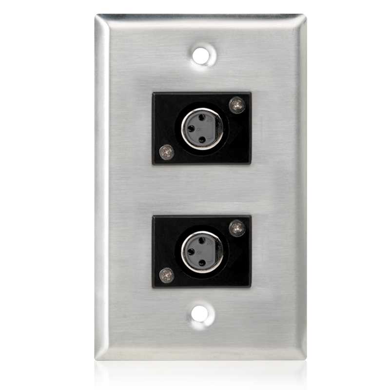 ATLASIED Single Gang Stainless Steel Plate 2 Female 3 Pin Xlr