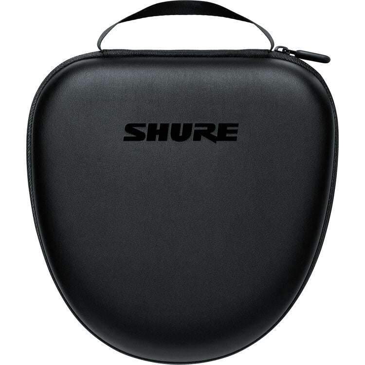 Shure headphone carrying case designed for wireless noise cancelling over-ear headphones, with sturdy black exterior.