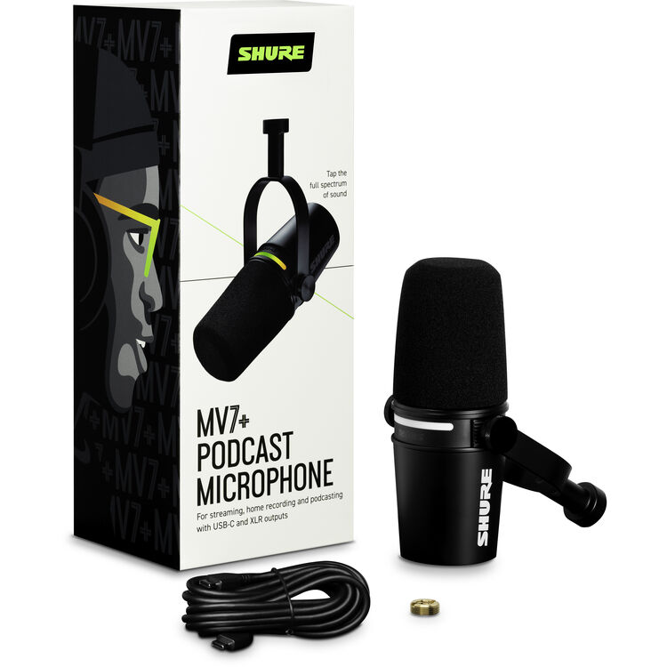 Shure MV7+ Podcast XLR/USB Microphone, Black