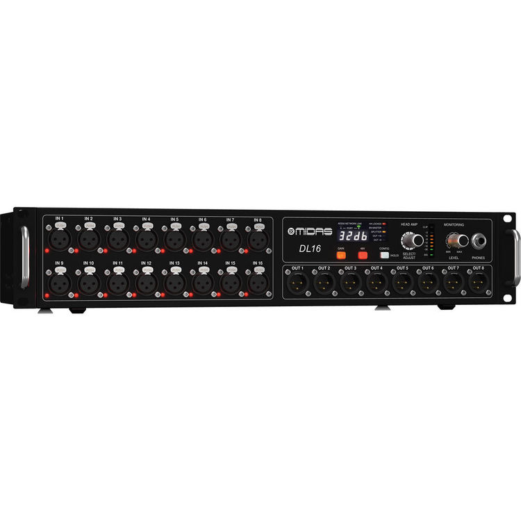 Midas DL16 I/O Stage Box with 16 Preamps front view