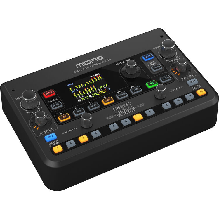Midas DP48 Dual 48-Channel Personal Monitor Mixer with SD Card Recorder front view