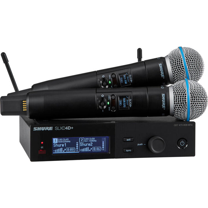 Shure SLXD24+/B58 Dual-Channel Digital Wireless Handheld Microphone System with Beta 58A Capsules (G57: 470 to 608 MHz)
