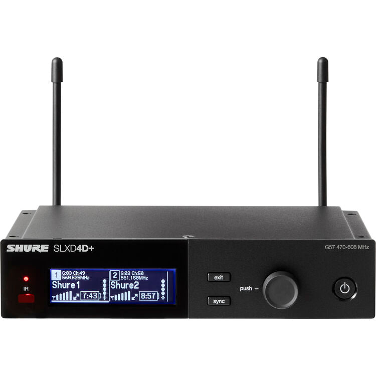 Shure SLXD4D+ Dual-Channel Digital Wireless Rackmount Receiver (G57: 470 to 608 MHz)