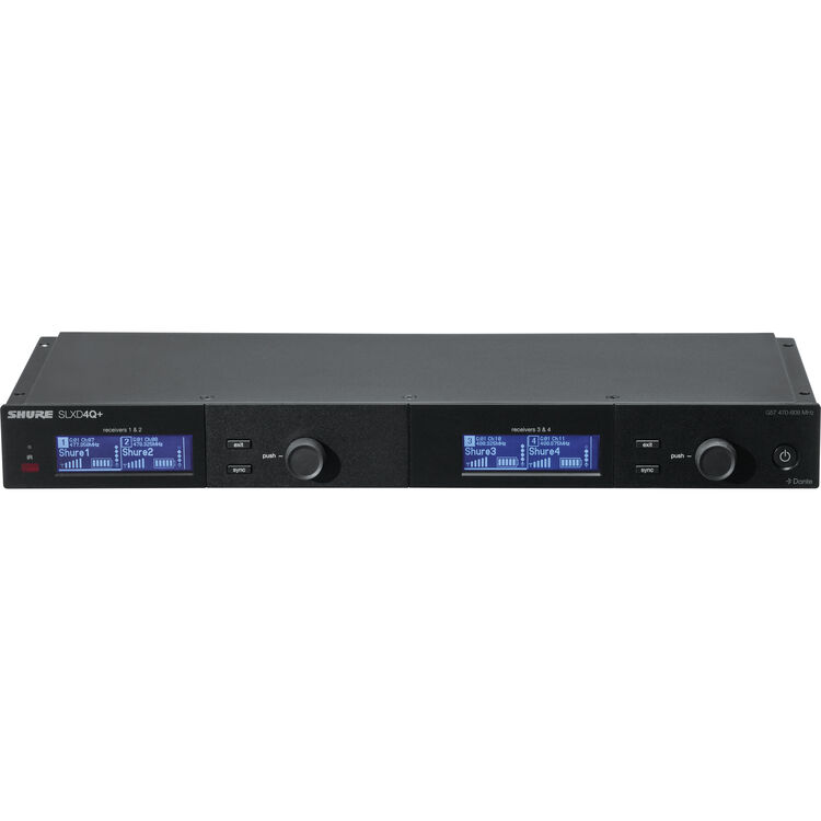 Shure SLXD4QDAN+ Quad-Channel Digital Wireless Rackmount Receiver with Dante (G57: 470 to 608 MHz)