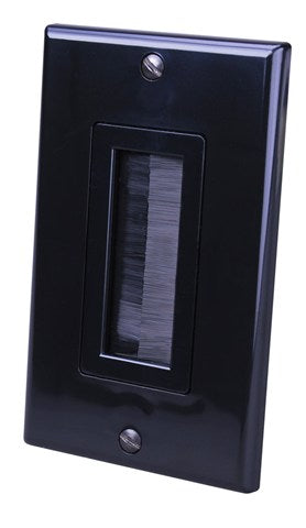 VANCO Decor Brush Bulk Cable Wall Plate Single Black