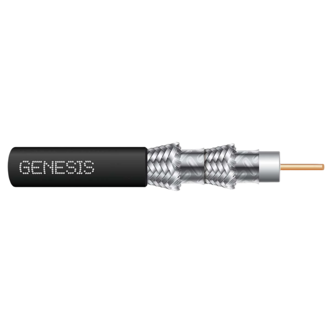 GENESIS Rg6 Quad Shield Coax 500' Box Black