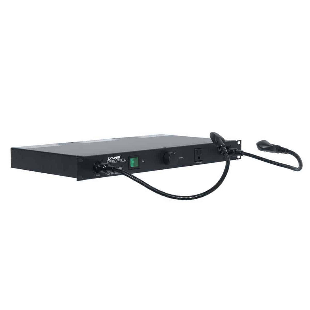 LOWELL Rackmount Light Panel With 120vac 15a Power 7 Outlets 9' Cord 2 Gooseneck Lights Xlr Terminations