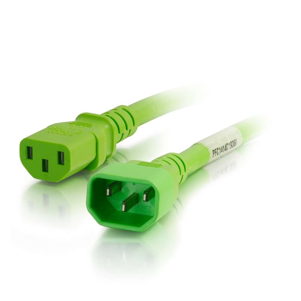 C2G 5ft (1.5m) 18AWG Power Cord (IEC320C14 to IEC320C13) - Green
