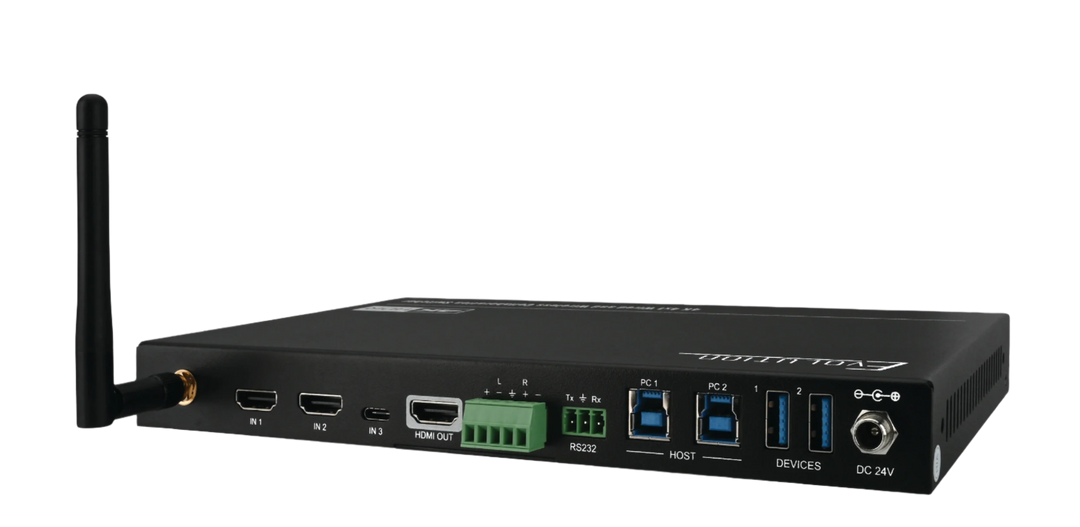 EVOLUTION 4K 4×1 Multi-Format Wireless Collaboration Switcher With Wired And Wireless Connectivity