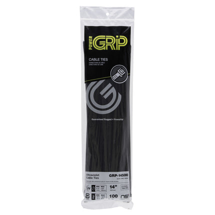 POWER GRIP Cable Tie Black 14" 50lb 100pk