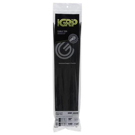 POWER GRIP Cable Tie Black 18" 50lb 100pk