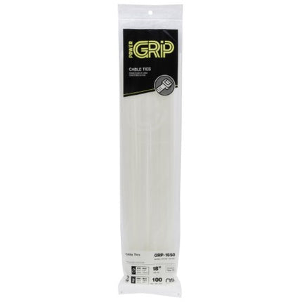 POWER GRIP Cable Tie Natural 18" 50lb 100pk