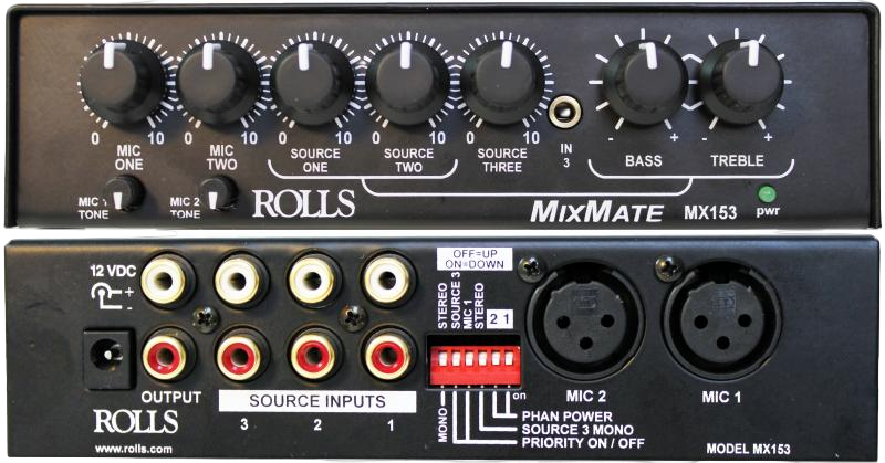 ROLLS Mix Mate 1/2 Rack Mic/Source Mixer