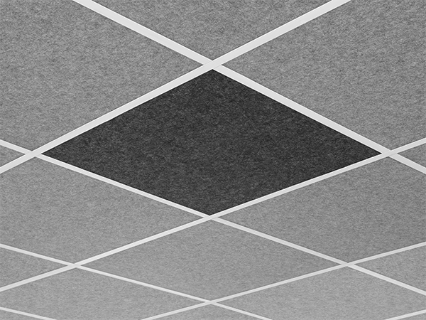 Middle Atlantic Nivo™ Acoustic Ceiling Tile with Flush Profile in Silver Gray, Flush, 9/16" Layin