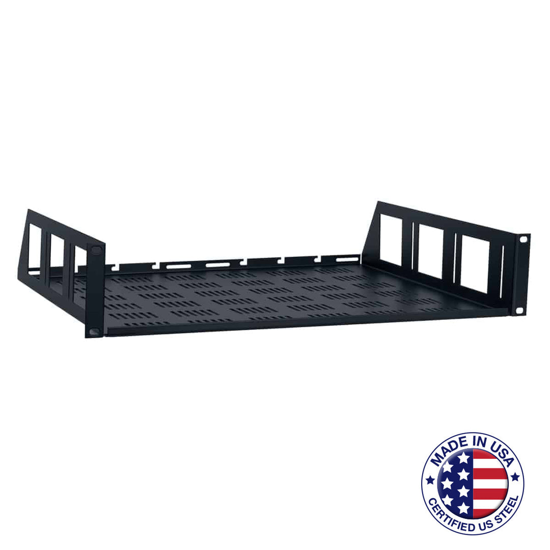LOWELL Rack Utility Shelf-Vented, 1u, 10in D, Blk