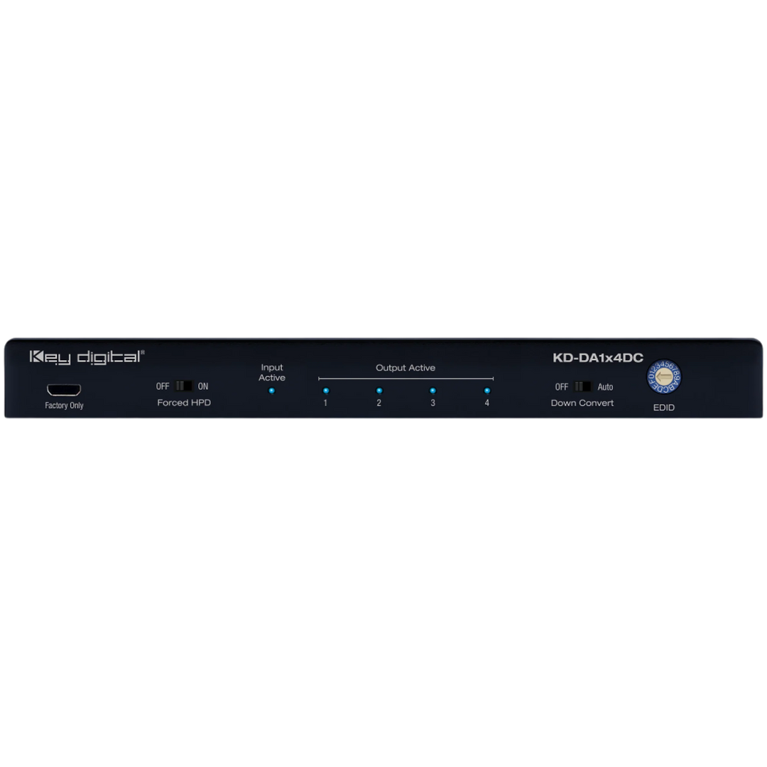 KEY DIGITAL 4K 18G 4 Output HDMI Splitter Distribution Amp With Audio De-Embed, 4K To 1080p Down-Convert